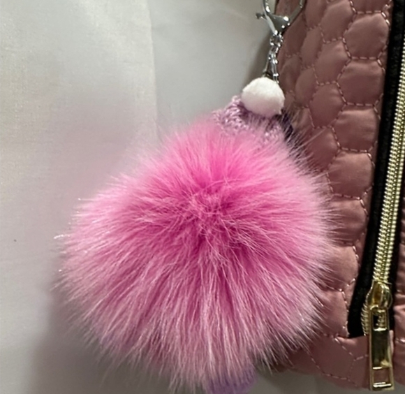 Pink Plush Doll Keychain Card Holder - Picture 2 of 3